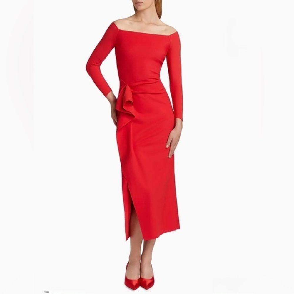 Chiara Boni La Petite Robe Tushana Draped Jersey Midi-Dress Size 12